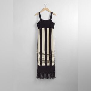 & OTHER STORIES Fringed Hem Stripe Cotton Sweater Dress